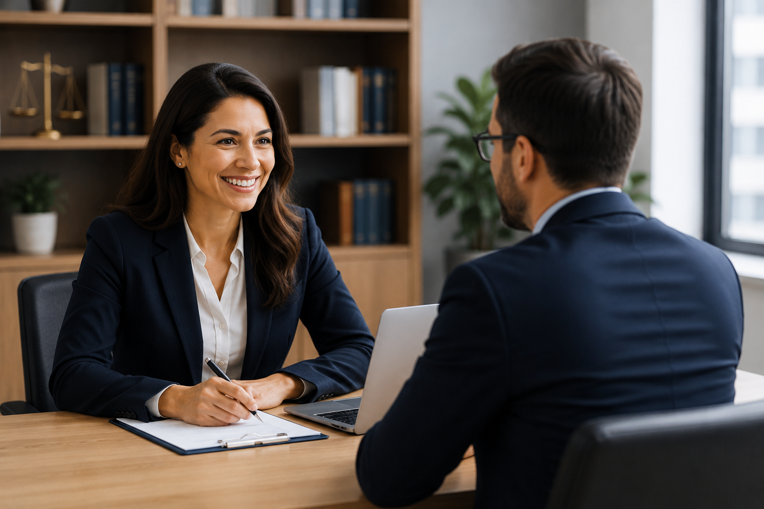 Attorney meeting with client